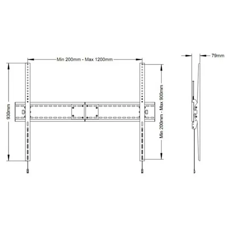 Suporte de parede Multibrackets M Universal Tilt SD MAX para ecrãs de 63–110 polegadas, VESA 200x300–1200x900, carga máx. 125 kg
