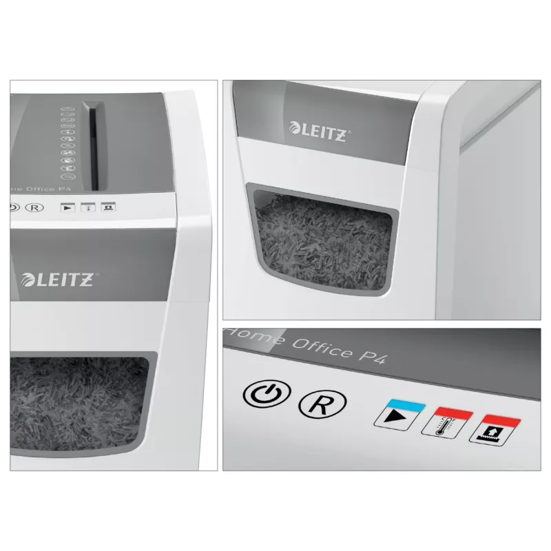 Destruidora de papel Leitz IQ slim home office P4, corte cruzado, 22 cm, 4 x 28 mm, 23 L, 225 folhas, 58 dB