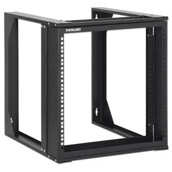 Intellinet armário de rede open-frame de montagem na parede 19 inch, 9HE, moldura basculante com frente rebatível, embalado plano, 2 postes, 450 mm de profundidade, preto RAL 9004