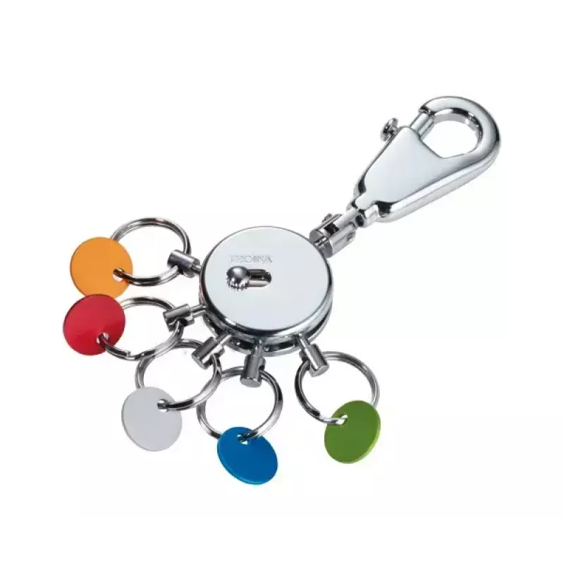 Mosquetão para chaves TROIKA KYR61/MC multicolor prateado metal 25 mm