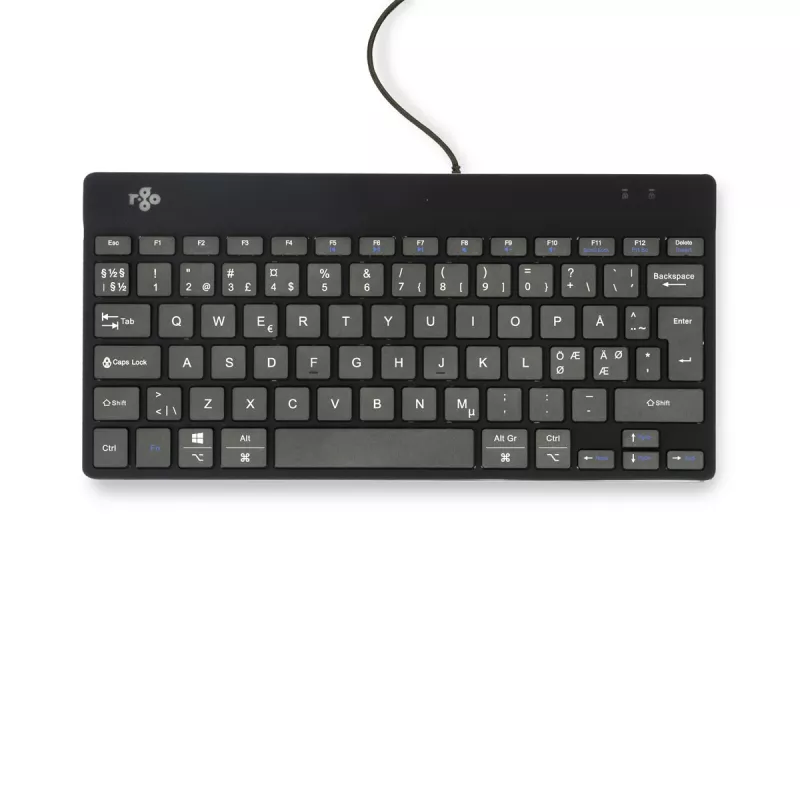 Teclado ergonómico R-Go Tools R-Go Compact Break, teclado compacto com software de pausas, QWERTY (NORDIC), com fios, preto