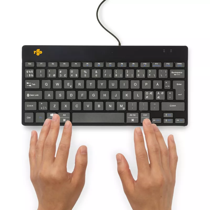 Teclado ergonómico R-Go Tools R-Go Compact Break, teclado compacto com software de pausas, QWERTY (NORDIC), com fios, preto