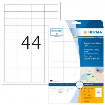 Etiquetas autoadesivas para impressora HERMA Labels transparente mate A4 48,3x25,4 mm película 1100 unid.