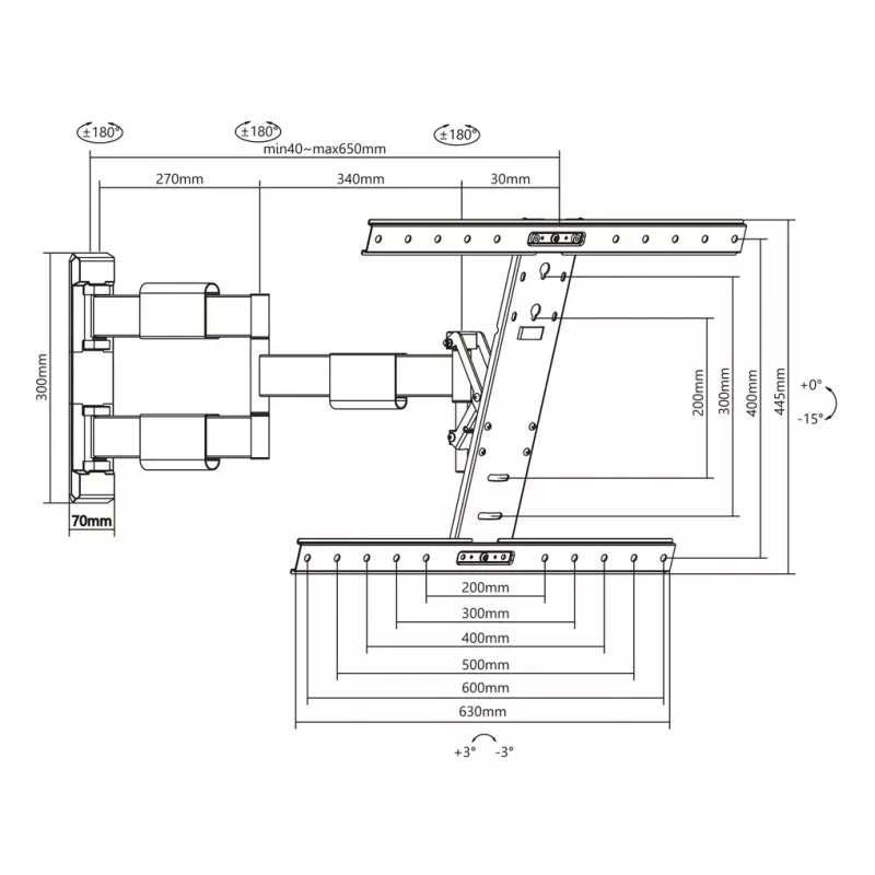 Braço de montagem Multibrackets M VESA Flexarm Thin preto