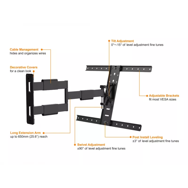 Braço de montagem Multibrackets M VESA Flexarm Thin preto