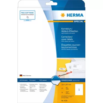 Etiquetas autoadesivas HERMA A4 210x297 mm 25 unid.