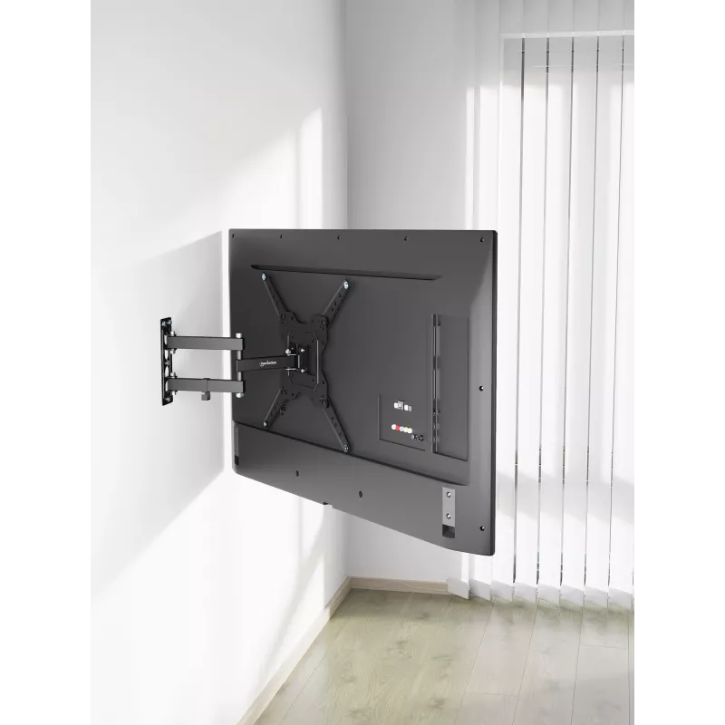 Suporte de parede Manhattan para TV e monitores (totalmente articulado), para ecrãs de 32 polegadas a 55 polegadas, compatibilidade VESA: tudo entre 100x100 mm e 400x400 mm – verifique as dimensões dos quatro orifícios de montagem na parte traseira do ecrã para garantir que encaixa, máx. 30 kg, preto, suporte