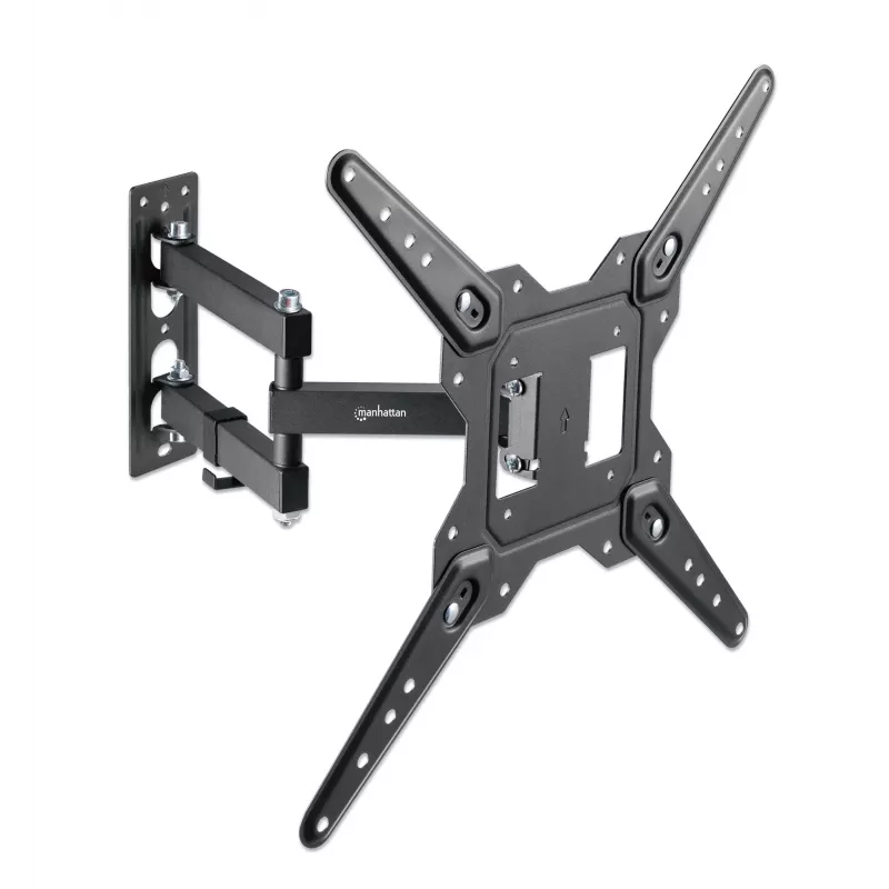 Suporte de parede Manhattan para TV e monitores (totalmente articulado), para ecrãs de 32 polegadas a 55 polegadas, compatibilidade VESA: tudo entre 100x100 mm e 400x400 mm – verifique as dimensões dos quatro orifícios de montagem na parte traseira do ecrã para garantir que encaixa, máx. 30 kg, preto, suporte