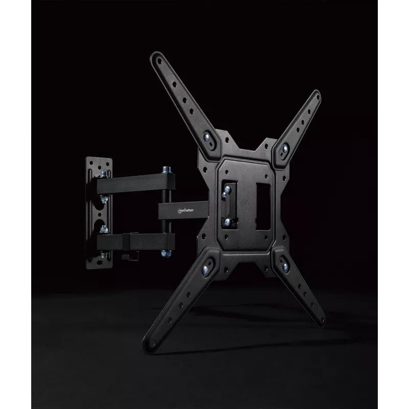 Suporte de parede Manhattan para TV e monitores (totalmente articulado), para ecrãs de 32 polegadas a 55 polegadas, compatibilidade VESA: tudo entre 100x100 mm e 400x400 mm – verifique as dimensões dos quatro orifícios de montagem na parte traseira do ecrã para garantir que encaixa, máx. 30 kg, preto, suporte