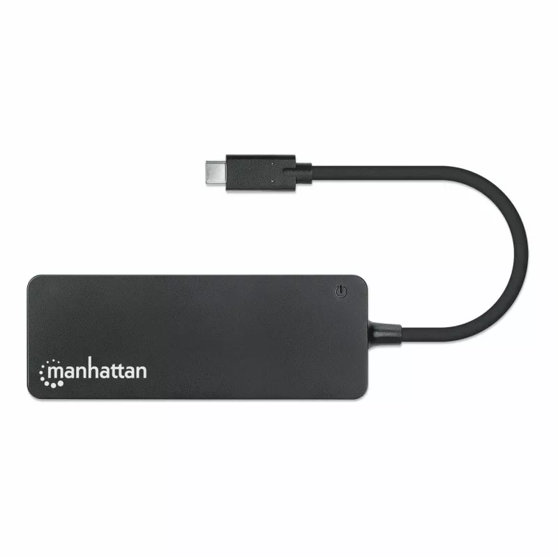Dock/hub USB-C Manhattan, portas (x7): USB-A (x7), 5 Gbit/s (USB 3.2 Gen1, também conhecido como USB 3.0), fonte de alimentação externa não necessária, universal para todos os dispositivos, cabo 15 cm, SuperSpeed USB, preto, três anos de garantia