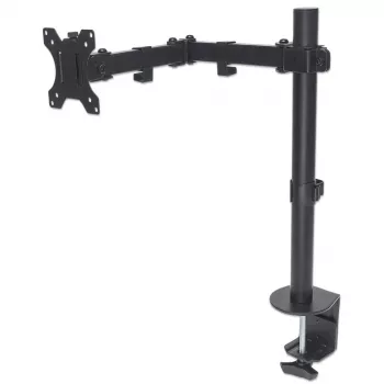 Suporte de secretária Manhattan para TV e monitores (movimento total), para ecrãs de 13 polegadas a 27 polegadas, fixação por grampo à secretária, compatibilidade VESA: 75x75 mm e 100x100 mm – verifique as dimensões dos quatro orifícios de montagem na parte traseira do ecrã para garantir que encaixa, máx. 8 kg, suporte, garantia vitalícia