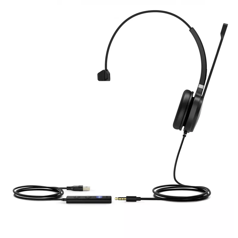 Yealink UH36 Mono Teams Headset com fios, arco de cabeça, escritório/call center, USB Type-A, preto, prateado