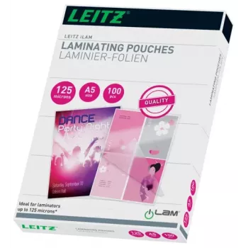 Películas de plastificação Leitz iLAM Premium Glossy A5, 125 mícron, pack de 100