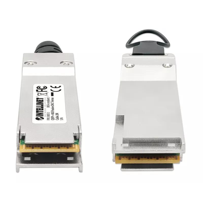 Cabo Twinax de cobre Direct Attach passivo QSFP+ 40G de 2m Intellinet 30AWG compatível com MSA QSFP-H40G-CU2M