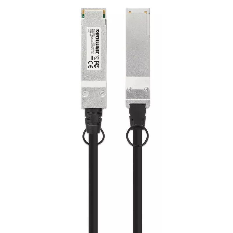Cabo Twinax de cobre Direct Attach passivo QSFP+ 40G de 2m Intellinet 30AWG compatível com MSA QSFP-H40G-CU2M