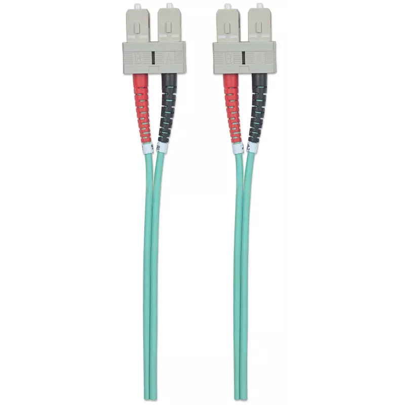 Cabo de fibra ótica patch Intellinet, OM3, SC/SC, 1 m, água, duplex, multimodo, 50/125 µm, LSZH, fibra, garantia vitalícia