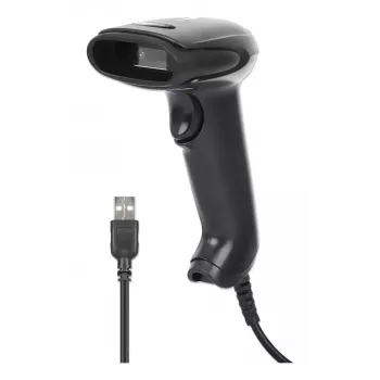 Manhattan Leitor de códigos de barras 2D LED portátil 153997, USB-A, alcance de leitura 320 mm, cabo de 1,4 m, preto