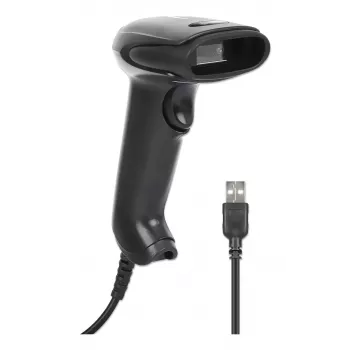 Manhattan Leitor de códigos de barras 2D LED portátil 153997, USB-A, alcance de leitura 320 mm, cabo de 1,4 m, preto