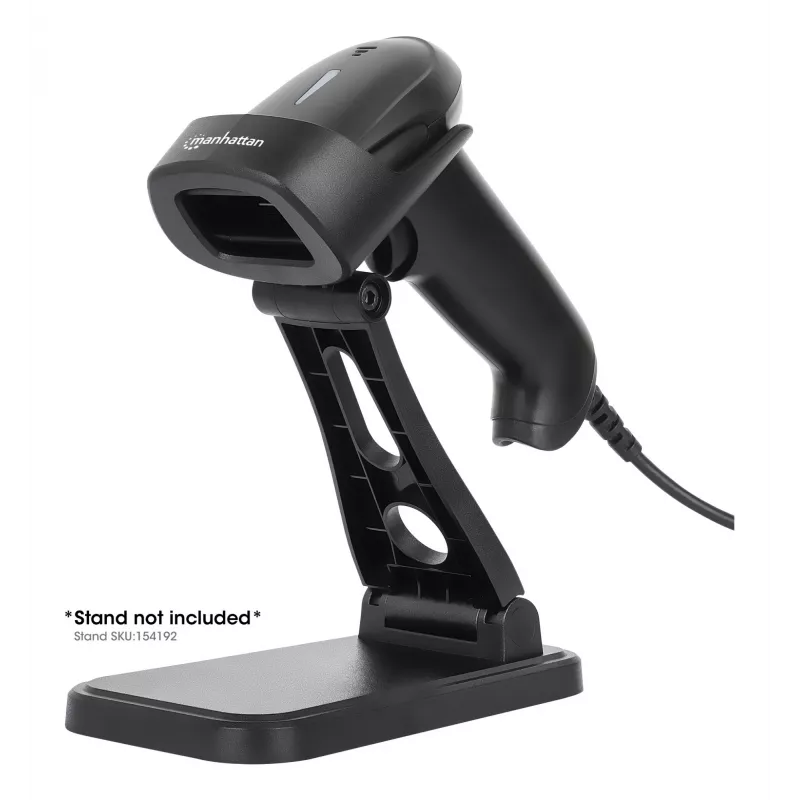 Manhattan Leitor de códigos de barras 2D LED portátil 153997, USB-A, alcance de leitura 320 mm, cabo de 1,4 m, preto