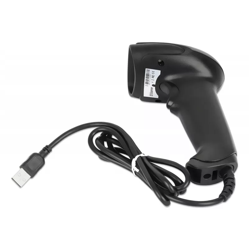 Manhattan Leitor de códigos de barras 2D LED portátil 153997, USB-A, alcance de leitura 320 mm, cabo de 1,4 m, preto