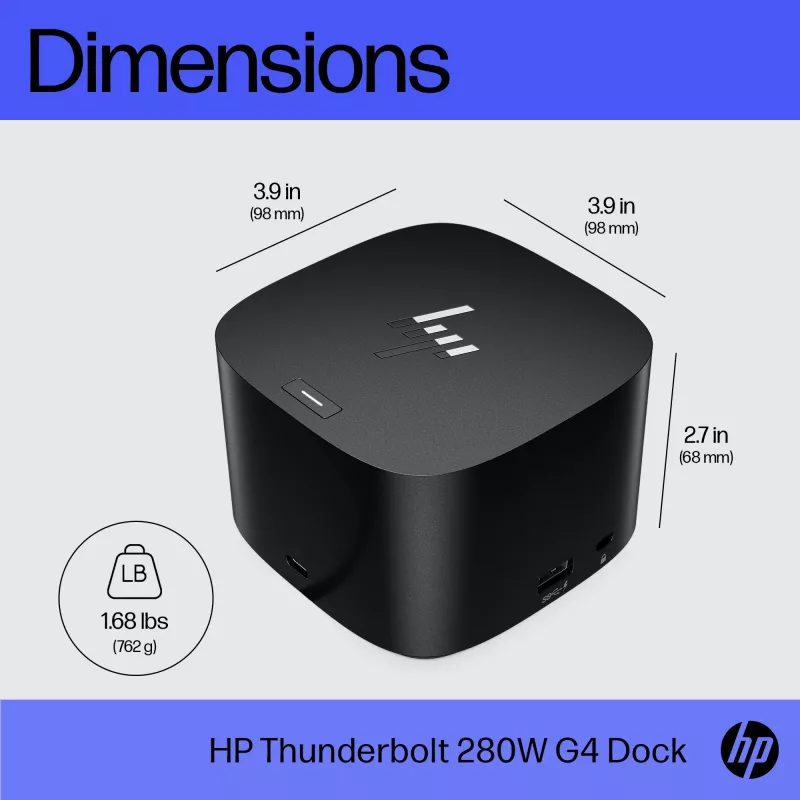 HP Thunderbolt Dock 280W G4 docking station com fios Thunderbolt 4 preto