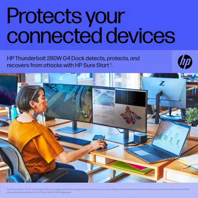 HP Thunderbolt Dock 280W G4 docking station com fios Thunderbolt 4 preto