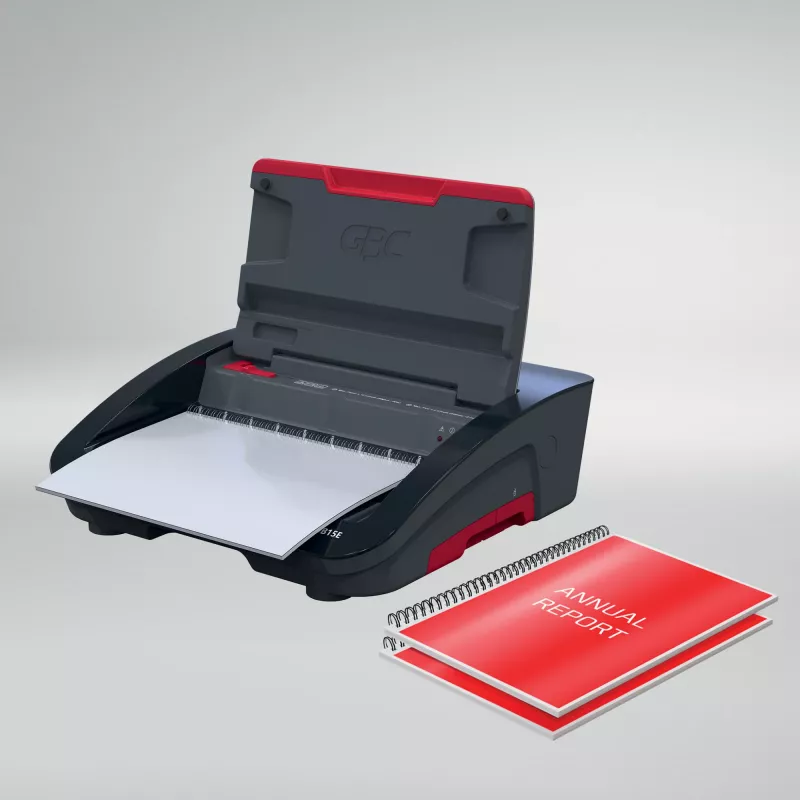 Máquina de encadernar elétrica GBC WireBind® WB15E, encadernadora de arame, elétrica, 125 folhas, preto, vermelho