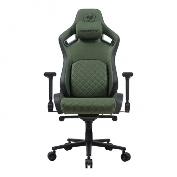 Cadeira gaming universal Cougar DEFENSOR S ARMY verde F — assento acolchoado, 150 kg máx., L 760 × P 690 mm, A 129,5–137 cm