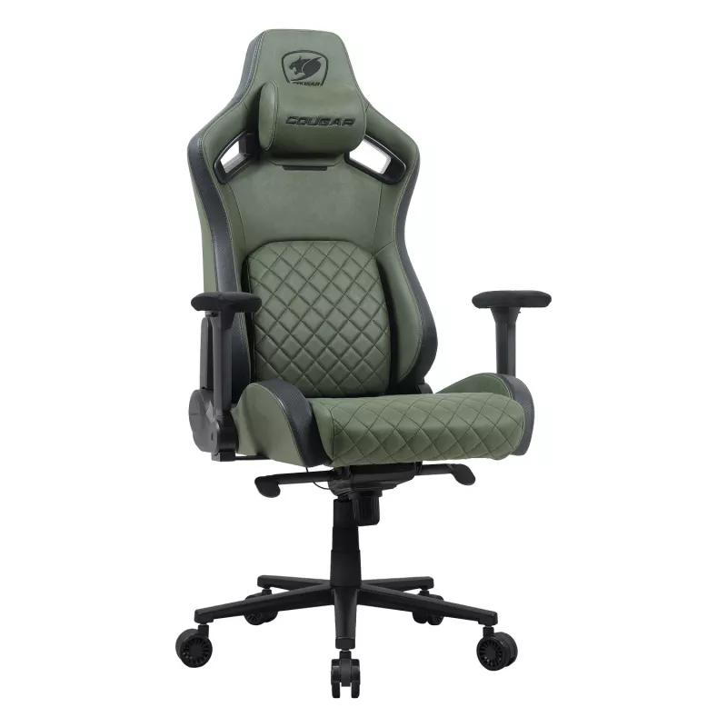 Cadeira gaming universal Cougar DEFENSOR S ARMY verde F — assento acolchoado, 150 kg máx., L 760 × P 690 mm, A 129,5–137 cm