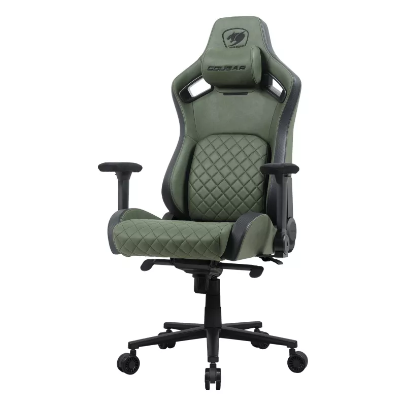 Cadeira gaming universal Cougar DEFENSOR S ARMY verde F — assento acolchoado, 150 kg máx., L 760 × P 690 mm, A 129,5–137 cm