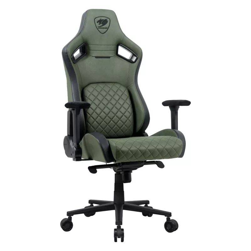 Cadeira gaming universal Cougar DEFENSOR S ARMY verde F — assento acolchoado, 150 kg máx., L 760 × P 690 mm, A 129,5–137 cm