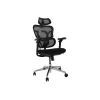 Cadeira de escritório ergonómica EQUIP 651053 com apoio de cabeça e braços, encosto em malha, assento acolchoado, altura ajustável 117–135 cm, largura 660 mm, preta