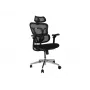 Cadeira de escritório ergonómica EQUIP 651053 com apoio de cabeça e braços, encosto em malha, assento acolchoado, altura ajustável 117–135 cm, largura 660 mm, preta