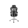 Cadeira de escritório ergonómica EQUIP 651053 com apoio de cabeça e braços, encosto em malha, assento acolchoado, altura ajustável 117–135 cm, largura 660 mm, preta
