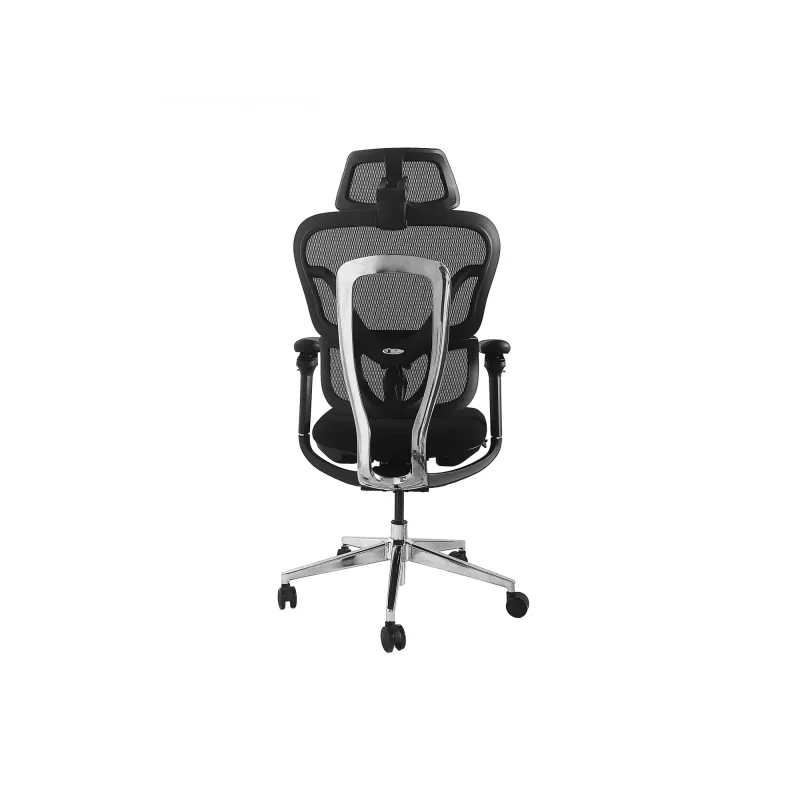 Cadeira de escritório ergonómica EQUIP 651053 com apoio de cabeça e braços, encosto em malha, assento acolchoado, altura ajustável 117–135 cm, largura 660 mm, preta