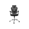 Cadeira de escritório ergonómica EQUIP 651053 com apoio de cabeça e braços, encosto em malha, assento acolchoado, altura ajustável 117–135 cm, largura 660 mm, preta