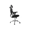 Cadeira de escritório ergonómica EQUIP 651053 com apoio de cabeça e braços, encosto em malha, assento acolchoado, altura ajustável 117–135 cm, largura 660 mm, preta
