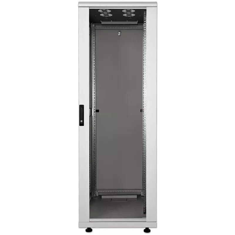 Armário de rede Intellinet 19 polegadas – autónomo, 26HE, 600x600 mm (largura x profundidade), cinzento, Flatpack, máx. 1500 kg, fechadura de porta multiponto, uma fechadura por painel lateral, profundidade útil 123 a 373 mm, IP20, rack, aço