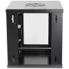 Armário de rede Intellinet 10 polegadas – montagem na parede (standard), 6HE, 300 mm de profundidade, preto, montado, máx. 60 kg, também adequado para colocação em mesa ou chão, profundidade útil 265 mm, porta de metal e vidro, painel traseiro, laterais removíveis, peças para montagem na parede (por ex. parafusos/buchas) não incluídas