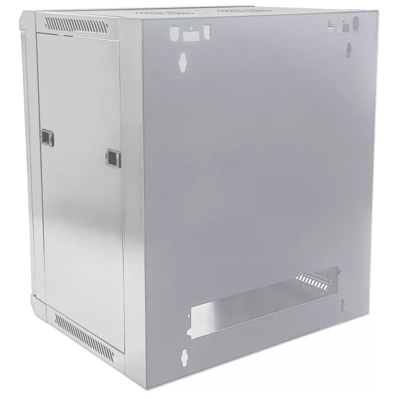 Armário de rede Intellinet 19 polegadas - montagem na parede (standard), 9HE, 600 mm de profundidade, cinzento, Flatpack, máx. 60 kg, também utilizável como equipamento de mesa ou de chão, profundidade útil 410 mm, porta de metal e vidro, painel traseiro, laterais removíveis, peças para montagem na parede (por ex. parafusos/buchas) não incluídas