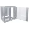 Armário de rede Intellinet 19 polegadas - montagem na parede (standard), 9HE, 600 mm de profundidade, cinzento, Flatpack, máx. 60 kg, também utilizável como equipamento de mesa ou de chão, profundidade útil 410 mm, porta de metal e vidro, painel traseiro, laterais removíveis, peças para montagem na parede (por ex. parafusos/buchas) não incluídas