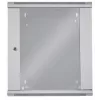 Armário de rede Intellinet 19 polegadas – montagem na parede (standard), 12HE, 450 mm de profundidade, cinzento, desmontado, máx. 60 kg, também adequado para colocação em mesa ou chão, profundidade útil 260 mm, porta de metal e vidro, painel traseiro, painéis laterais removíveis, peças de montagem na parede (por ex. parafusos/buchas) não incluídas