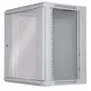 Armário de rede Intellinet 19 polegadas – montagem na parede (standard), 12HE, 450 mm de profundidade, cinzento, desmontado, máx. 60 kg, também adequado para colocação em mesa ou chão, profundidade útil 260 mm, porta de metal e vidro, painel traseiro, painéis laterais removíveis, peças de montagem na parede (por ex. parafusos/buchas) não incluídas