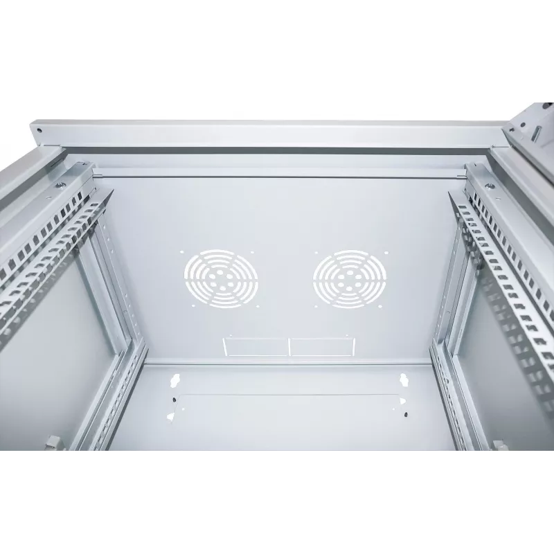 Armário de rede Intellinet 19 polegadas – montagem na parede (standard), 12HE, 450 mm de profundidade, cinzento, desmontado, máx. 60 kg, também adequado para colocação em mesa ou chão, profundidade útil 260 mm, porta de metal e vidro, painel traseiro, painéis laterais removíveis, peças de montagem na parede (por ex. parafusos/buchas) não incluídas