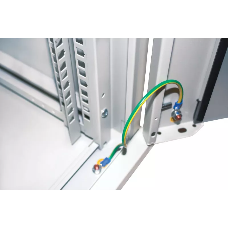 Armário de rede Intellinet 19 polegadas – montagem na parede (standard), 12HE, 450 mm de profundidade, cinzento, desmontado, máx. 60 kg, também adequado para colocação em mesa ou chão, profundidade útil 260 mm, porta de metal e vidro, painel traseiro, painéis laterais removíveis, peças de montagem na parede (por ex. parafusos/buchas) não incluídas