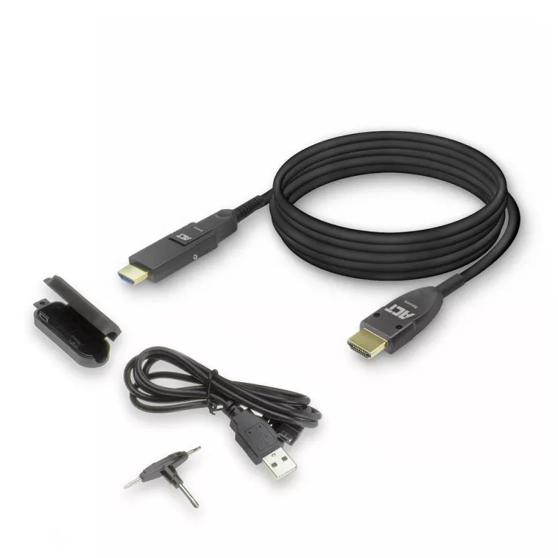 ACT 50 m cabo ótico ativo HDMI High Speed 4K com ficha removível v2.0 ficha HDMI-A - ficha HDMI-A