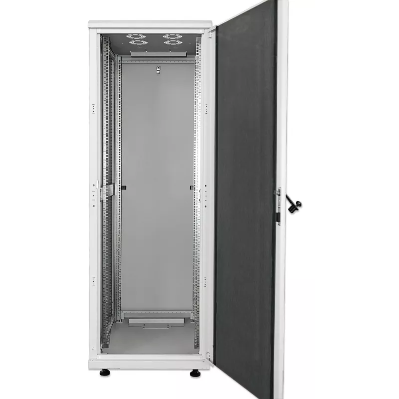 Intellinet armário de rede 19 inch – autónomo, 32HE, 800x800mm (largura x profundidade), cinzento, Flatpack, máx. 1500kg, fecho multiponto da porta, uma fechadura por painel lateral, profundidade útil 123 a 573mm, IP20, Rack, aço