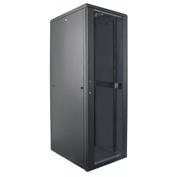 Intellinet armário de rede 19 inch – autónomo, 32HE, 600 x 600 mm (L x P), preto, Flatpack, máx. 1500 kg, fecho multiponto da porta, uma fechadura por painel lateral, profundidade útil 123 a 373 mm, IP20, Rack, aço