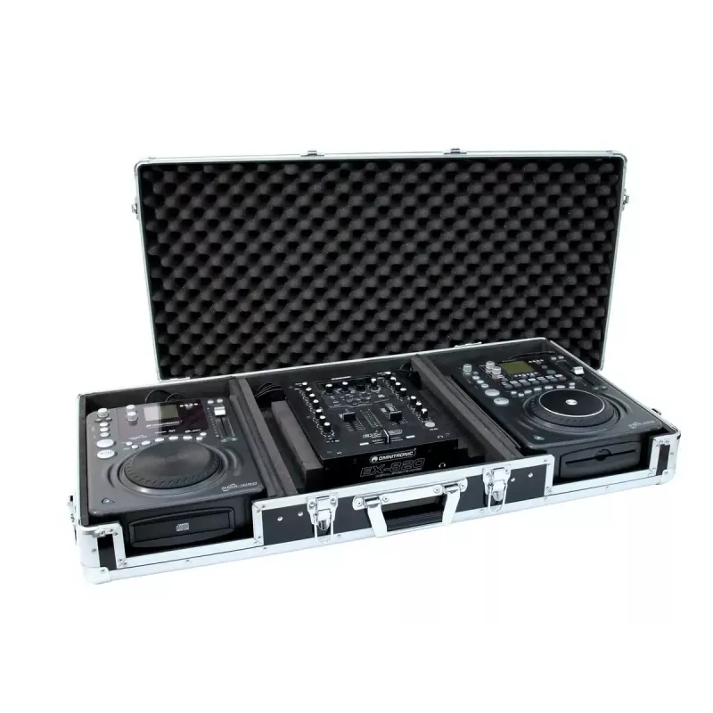 Flightcase Roadinger 30125346 controlador de DJ contraplacado preto prateado