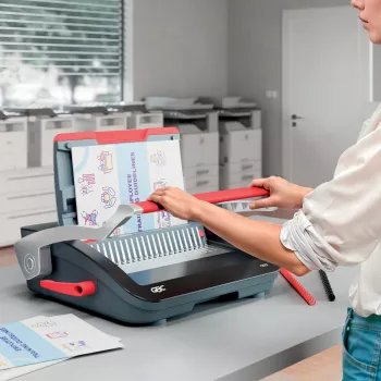 GBC CombBind® CB25 Encadernadora manual, encadernadora de pente, manual, 390 folhas, Preto, Vermelho
